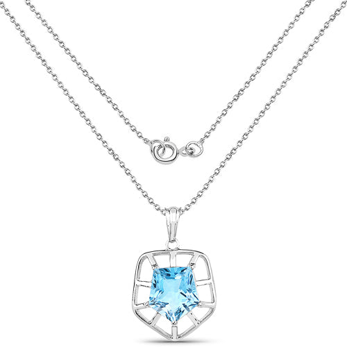 7.60 Carat Genuine Blue Topaz .925 Sterling Silver Pendant by Bids.com