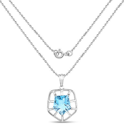 7.60 Carat Genuine Blue Topaz .925 Sterling Silver Pendant by Bids.com