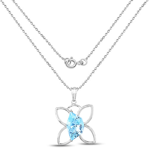 10.58 Carat Genuine Swiss Blue Topaz .925 Sterling Silver Pendant  DestGlow