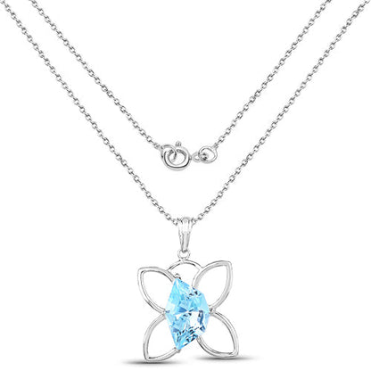 10.58 Carat Genuine Swiss Blue Topaz .925 Sterling Silver Pendant  DestGlow