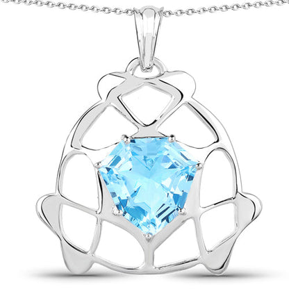 11.50 Carat Genuine Swiss Blue Topaz .925 Sterling Silver Pendant by Bids.com