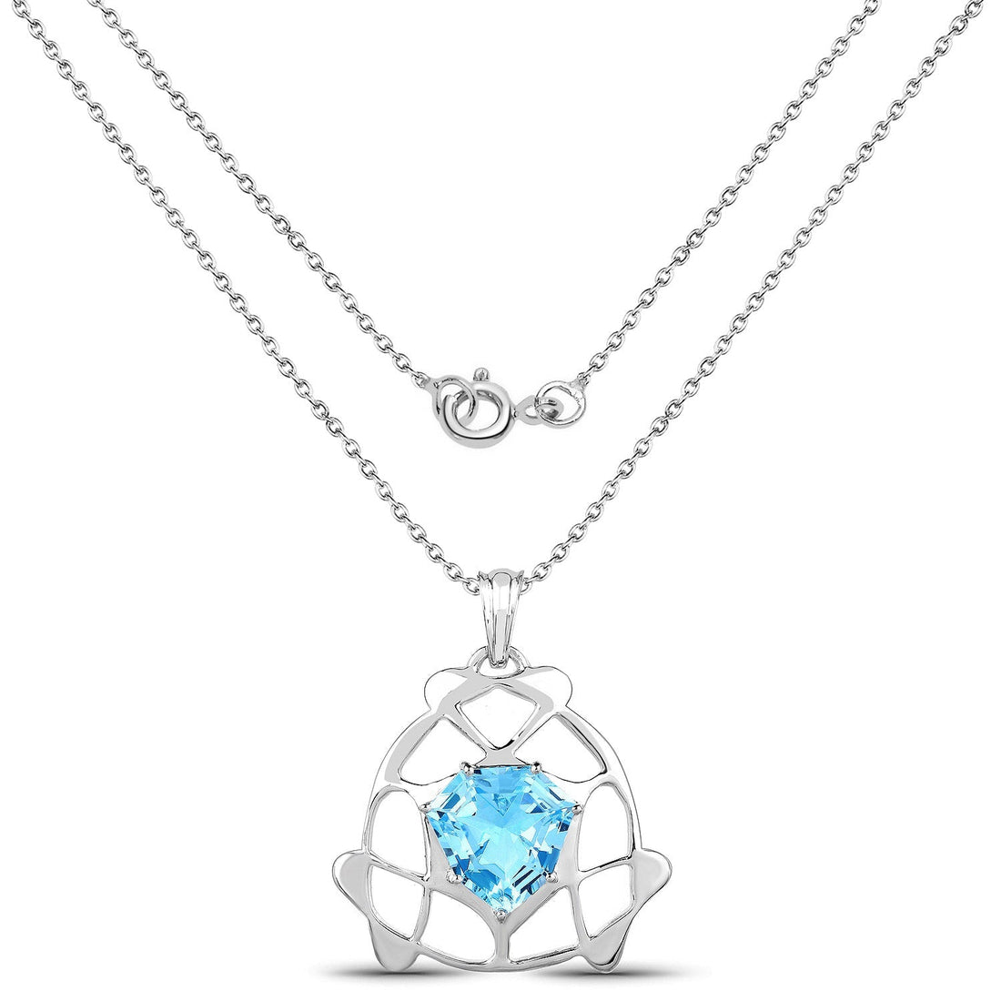 11.50 Carat Genuine Swiss Blue Topaz .925 Sterling Silver Pendant 