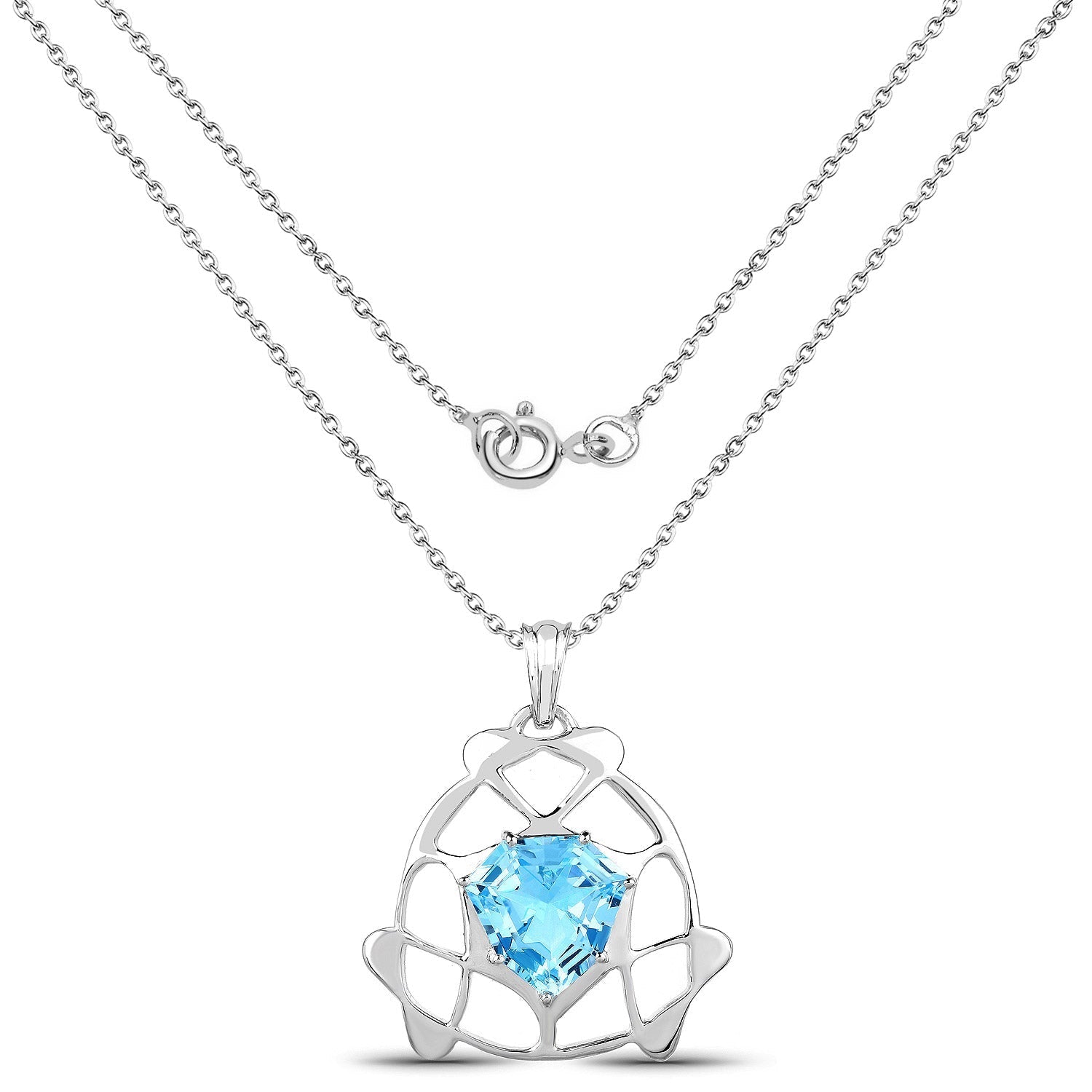 11.50 Carat Genuine Swiss Blue Topaz .925 Sterling Silver Pendant 