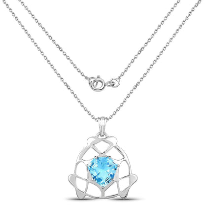 11.50 Carat Genuine Swiss Blue Topaz .925 Sterling Silver Pendant 
