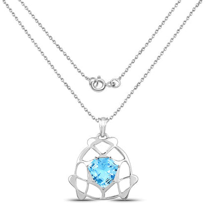 11.50 Carat Genuine Swiss Blue Topaz .925 Sterling Silver Pendant by Bids.com