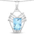 5.76 Carat Genuine Swiss Blue Topaz & White Topaz .925 Sterling Silver Pendant 