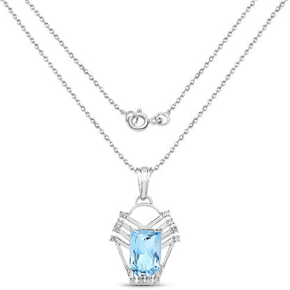 5.76 Carat Genuine Swiss Blue Topaz &amp; White Topaz .925 Sterling Silver Pendant by Bids.com