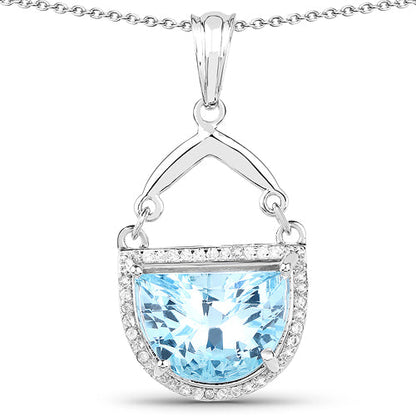 4.08 Carat Genuine Swiss Blue Topaz &amp; White Topaz .925 Sterling Silver Pendant by Bids.com