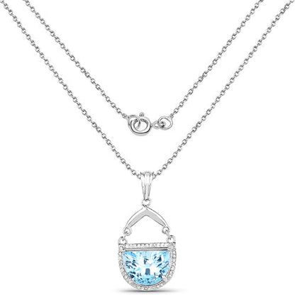4.08 Carat Genuine Swiss Blue Topaz &amp; White Topaz .925 Sterling Silver Pendant by Bids.com