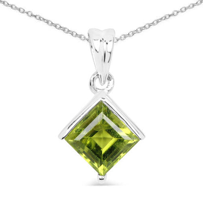 1.56 Carat Genuine Peridot .925 Sterling Silver Pendant  DestGlow