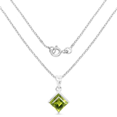 1.56 Carat Genuine Peridot .925 Sterling Silver Pendant  DestGlow