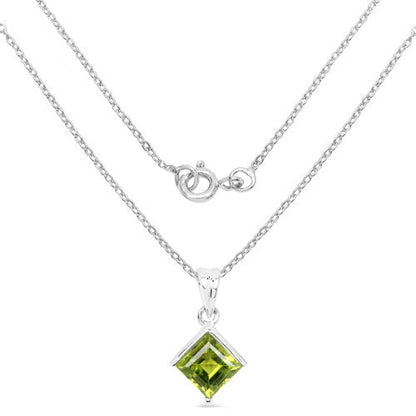 1.56 Carat Genuine Peridot .925 Sterling Silver Pendant  DestGlow