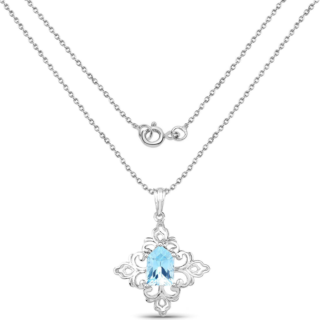 6.10 Carat Genuine Swiss Blue Topaz .925 Sterling Silver Pendant 