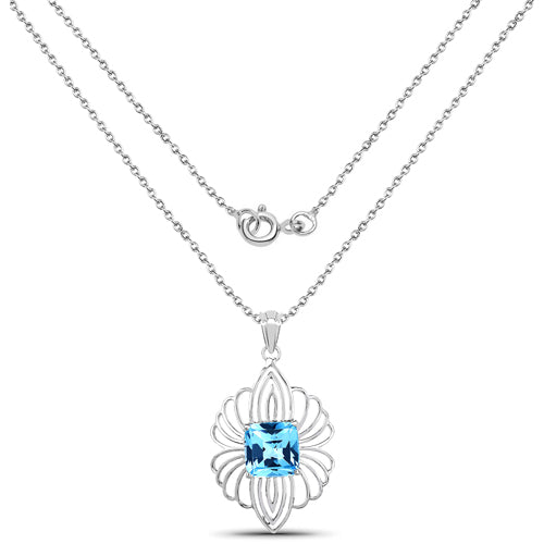 8.18 Carat Genuine Swiss Blue Topaz .925 Sterling Silver Pendant by Bids.com