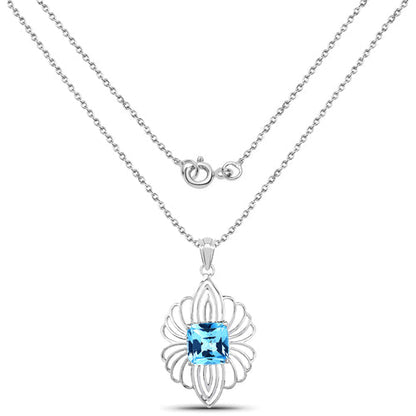 8.18 Carat Genuine Swiss Blue Topaz .925 Sterling Silver Pendant by Bids.com