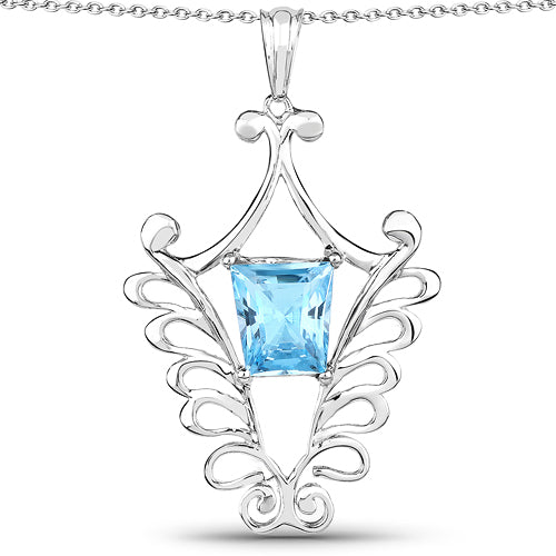5.68 Carat Genuine Swiss Blue Topaz .925 Sterling Silver Pendant by Bids.com