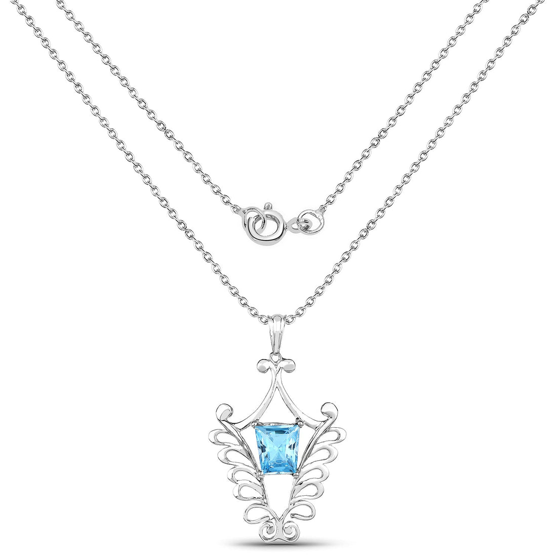 5.68 Carat Genuine Swiss Blue Topaz .925 Sterling Silver Pendant by Avera Group