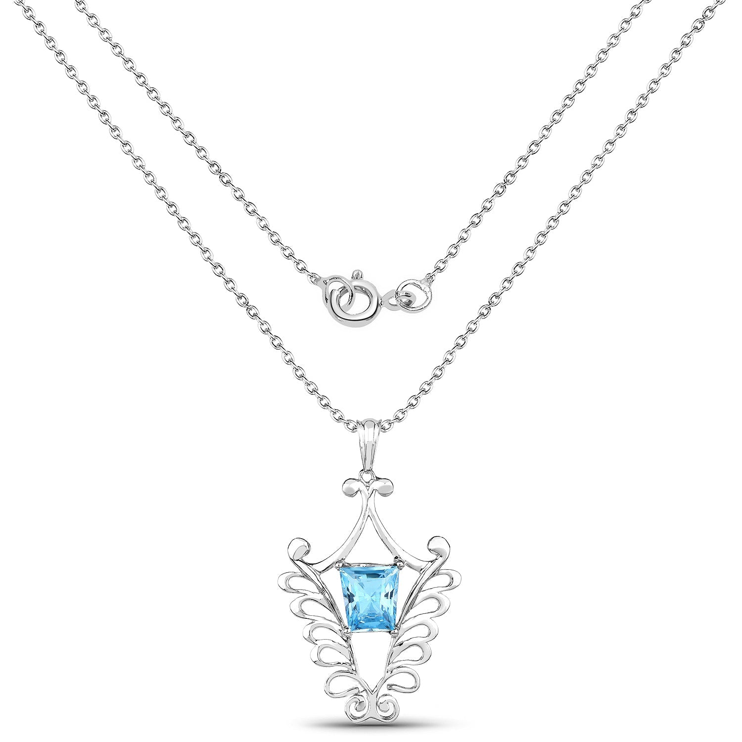 5.68 Carat Genuine Swiss Blue Topaz .925 Sterling Silver Pendant by Avera Group