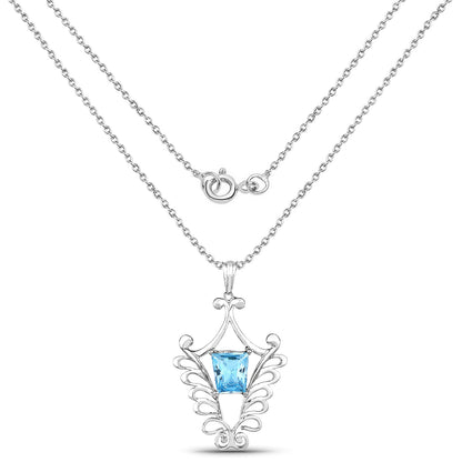 5.68 Carat Genuine Swiss Blue Topaz .925 Sterling Silver Pendant by Avera Group