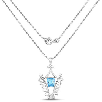 5.68 Carat Genuine Swiss Blue Topaz .925 Sterling Silver Pendant by Bids.com