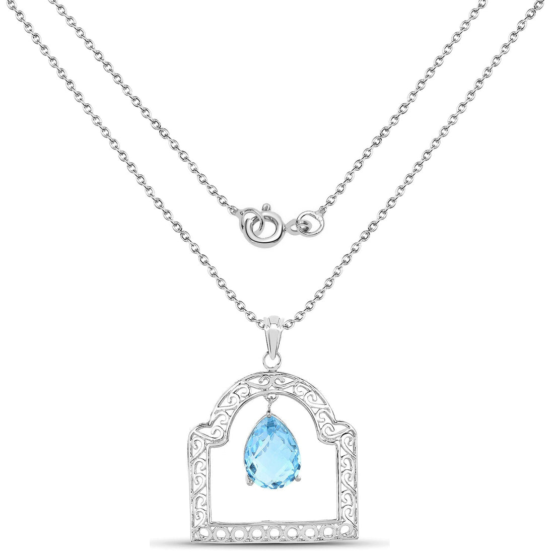 10.50 Carat Genuine Swiss Blue Topaz .925 Sterling Silver Pendant 