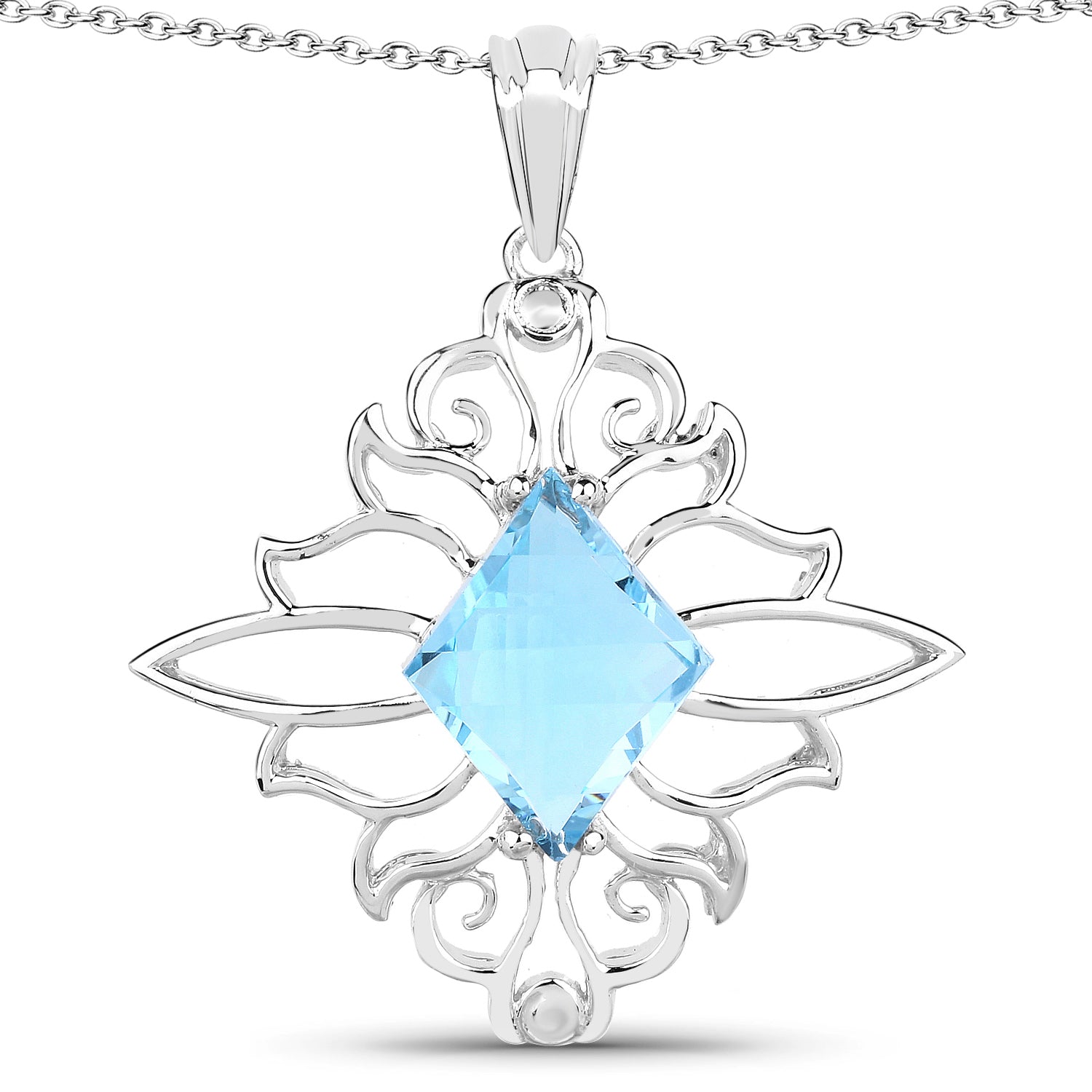 5.15 Carat Genuine Swiss Blue Topaz .925 Sterling Silver Pendant by Avera Group