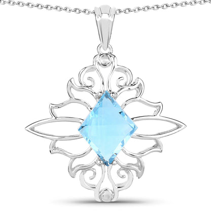 5.15 Carat Genuine Swiss Blue Topaz .925 Sterling Silver Pendant by Avera Group