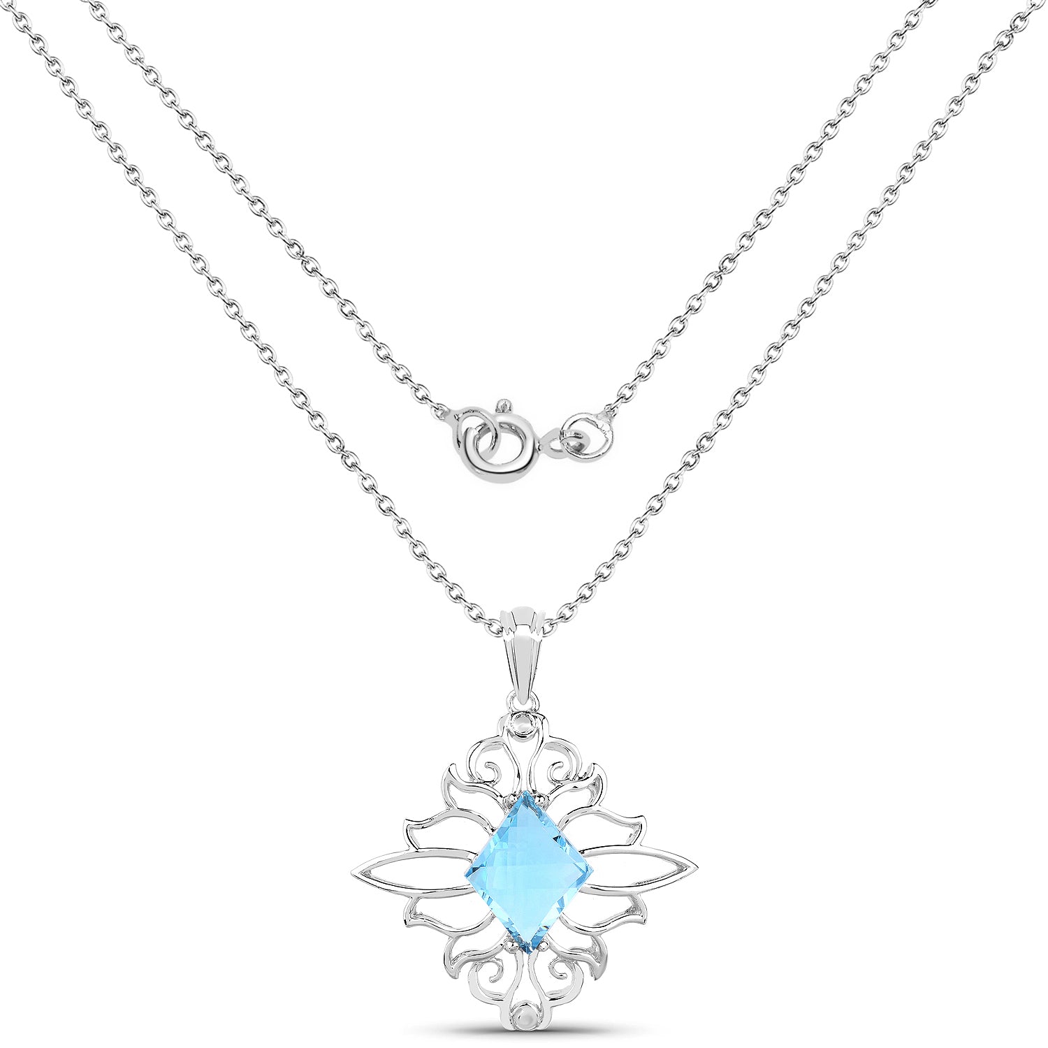 5.15 Carat Genuine Swiss Blue Topaz .925 Sterling Silver Pendant by Avera Group