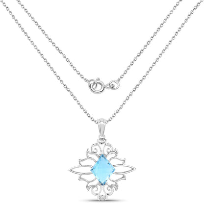 5.15 Carat Genuine Swiss Blue Topaz .925 Sterling Silver Pendant by Avera Group