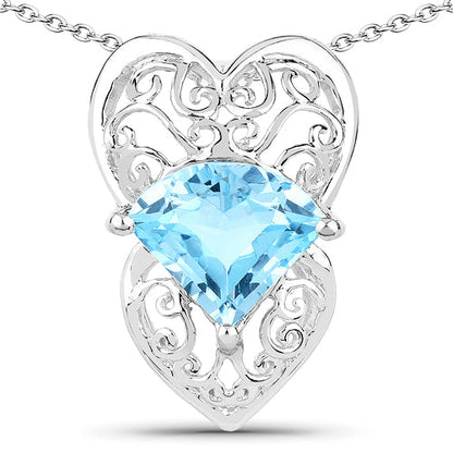 4.65 Carat Genuine Swiss Blue Topaz .925 Sterling Silver Pendant by Bids.com