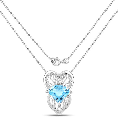 4.65 Carat Genuine Swiss Blue Topaz .925 Sterling Silver Pendant by Bids.com