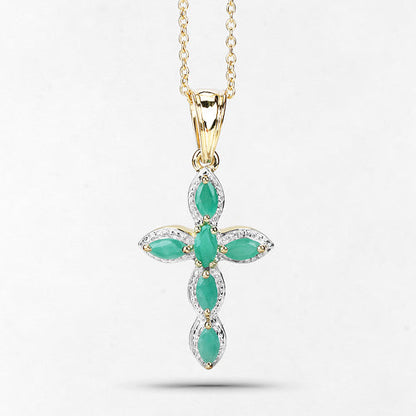 18K Yellow Gold Plated 0.84 Carat Genuine Emerald .925 Sterling Silver Pendant by Bids.com