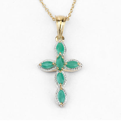 18K Yellow Gold Plated 0.84 Carat Genuine Emerald .925 Sterling Silver Pendant by Bids.com