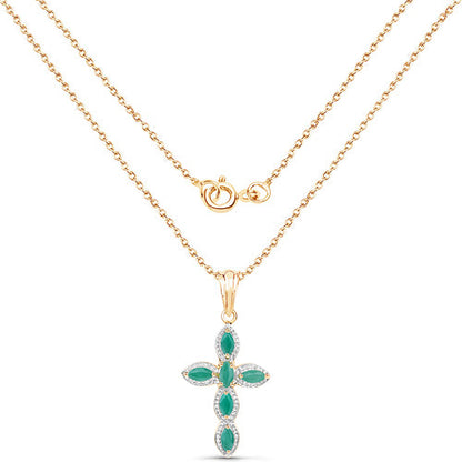 18K Yellow Gold Plated 0.84 Carat Genuine Emerald .925 Sterling Silver Pendant by Bids.com