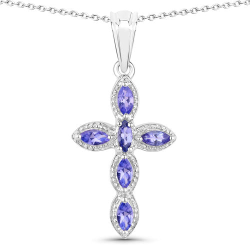 0.84 Carat Genuine Tanzanite .925 Sterling Silver Pendant  DestGlow