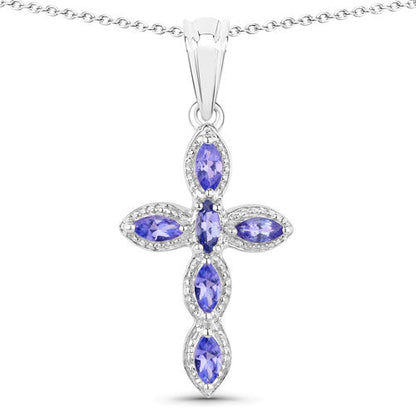 0.84 Carat Genuine Tanzanite .925 Sterling Silver Pendant  DestGlow