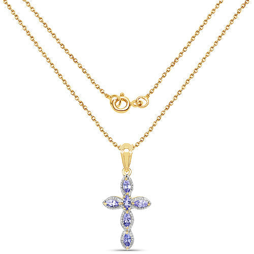 14K Yellow Gold Plated 0.84 Carat Genuine Tanzanite .925 Sterling Silver Pendant by Bids.com