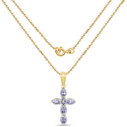 14K Yellow Gold Plated 0.84 Carat Genuine Tanzanite .925 Sterling Silver Pendant by Bids.com