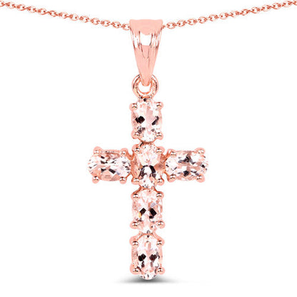 14K Rose Gold Plated 2.58 Carat Genuine Morganite .925 Sterling Silver Pendant  DestGlow