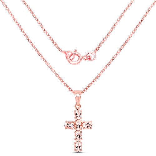 14K Rose Gold Plated 2.58 Carat Genuine Morganite .925 Sterling Silver Pendant  DestGlow