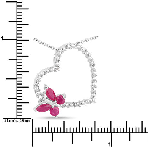 0.52 Carat Genuine Ruby and Created White Sapphire .925 Sterling Silver Pendant by Bids.com