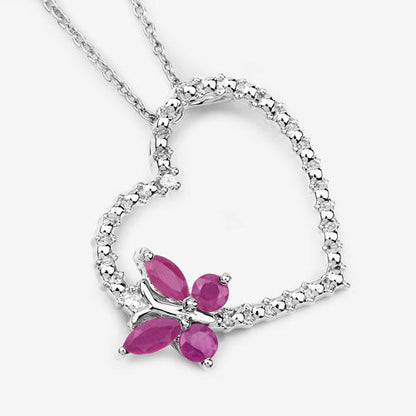 0.52 Carat Genuine Ruby and Created White Sapphire .925 Sterling Silver Pendant by Bids.com