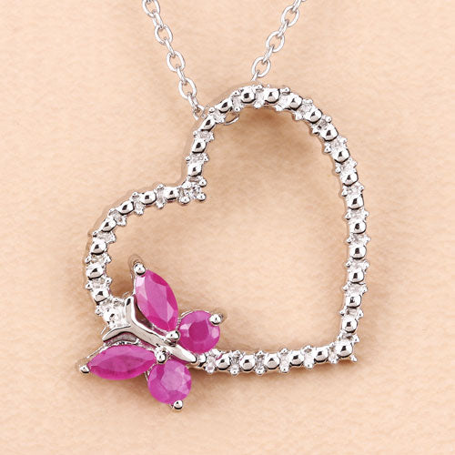 0.52 Carat Genuine Ruby and Created White Sapphire .925 Sterling Silver Pendant by Bids.com