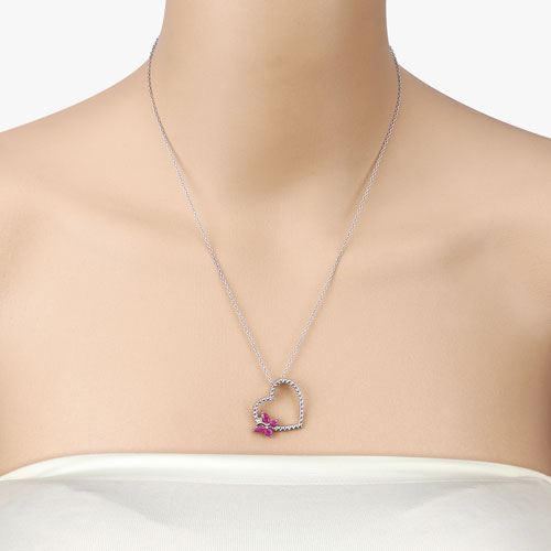0.52 Carat Genuine Ruby and Created White Sapphire .925 Sterling Silver Pendant by Bids.com