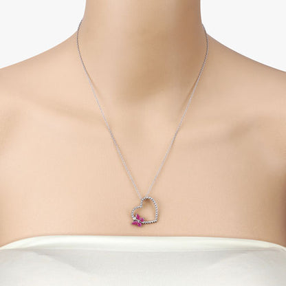 0.52 Carat Genuine Ruby and Created White Sapphire .925 Sterling Silver Pendant by Bids.com