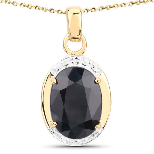 7.50 Carat Genuine Black Sapphire .925 Sterling Silver Pendant by Bids.com