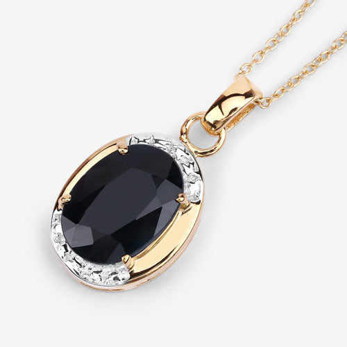 7.50 Carat Genuine Black Sapphire .925 Sterling Silver Pendant by Bids.com