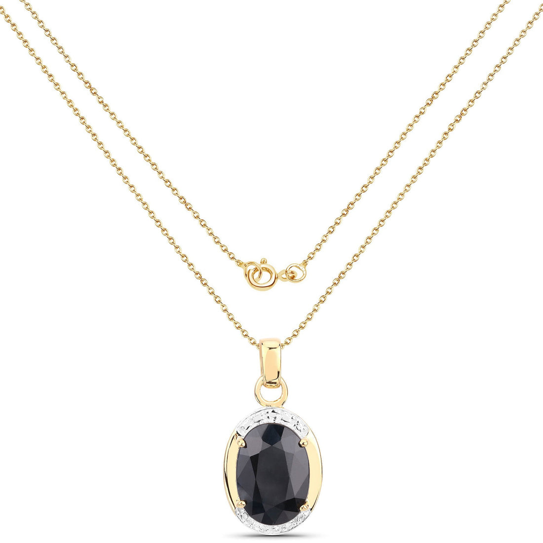 7.50 Carat Genuine Black Sapphire .925 Sterling Silver Pendant 