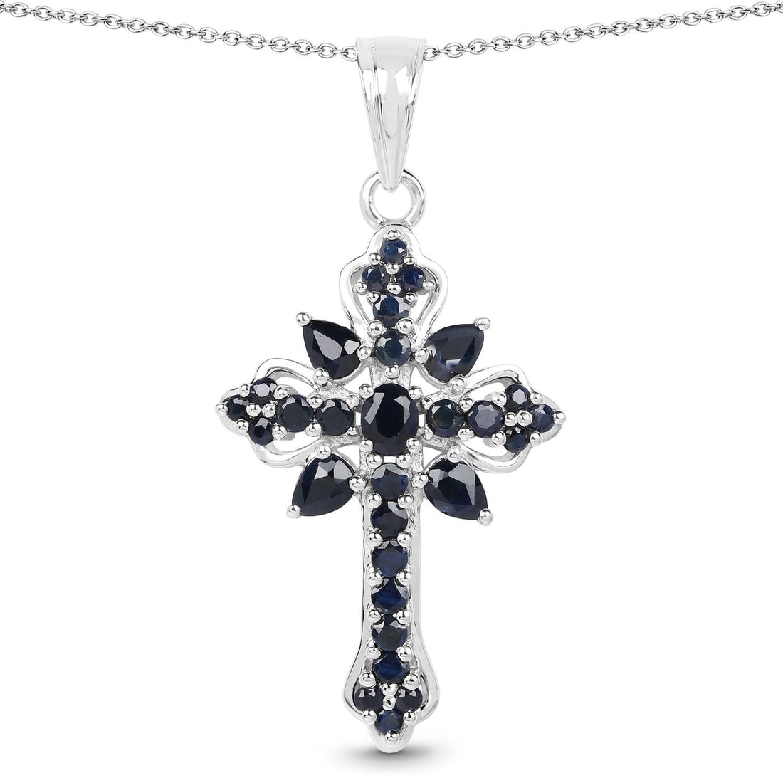 1.52 Carat Genuine Blue Sapphire Sterling Silver Pendant 