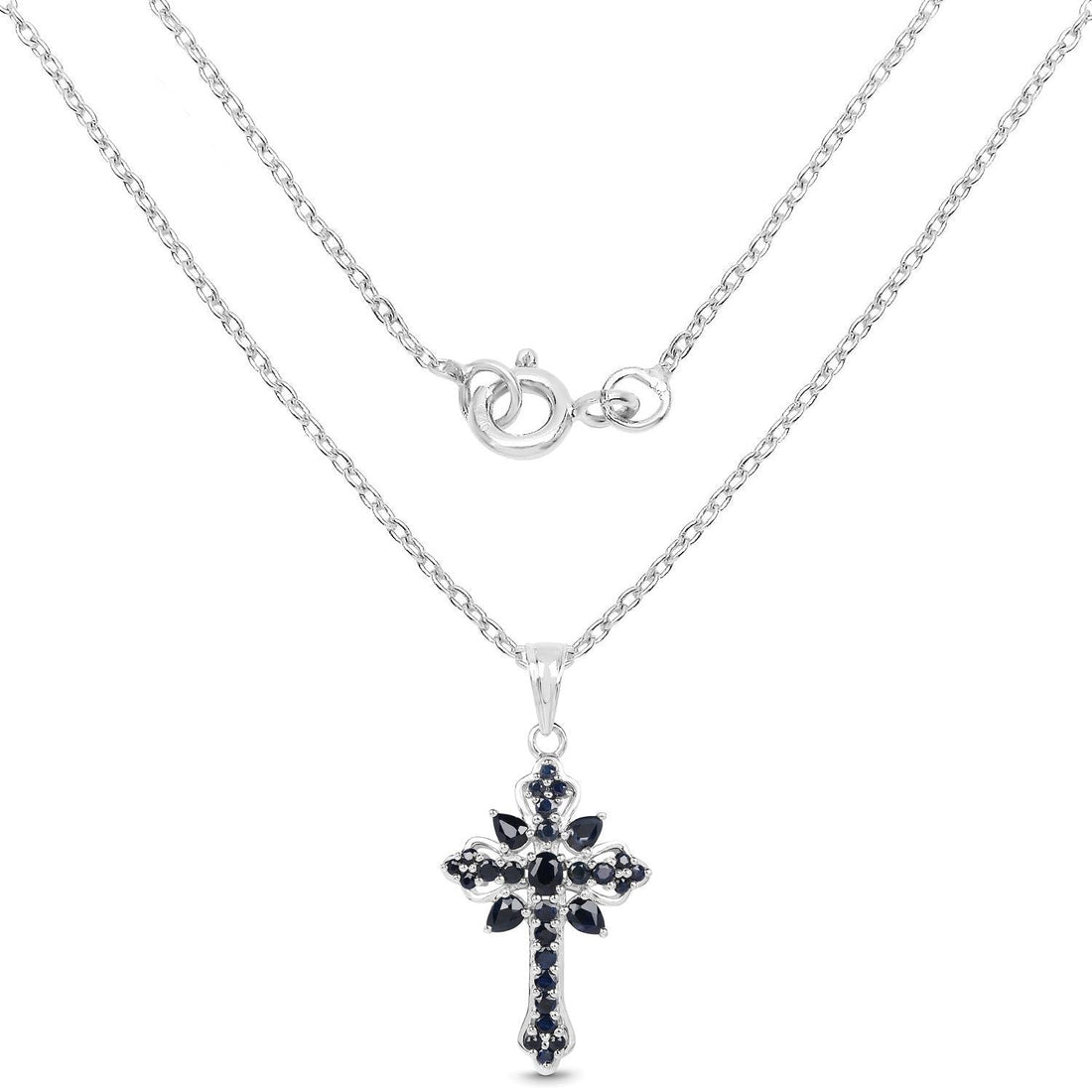 1.52 Carat Genuine Blue Sapphire Sterling Silver Pendant 